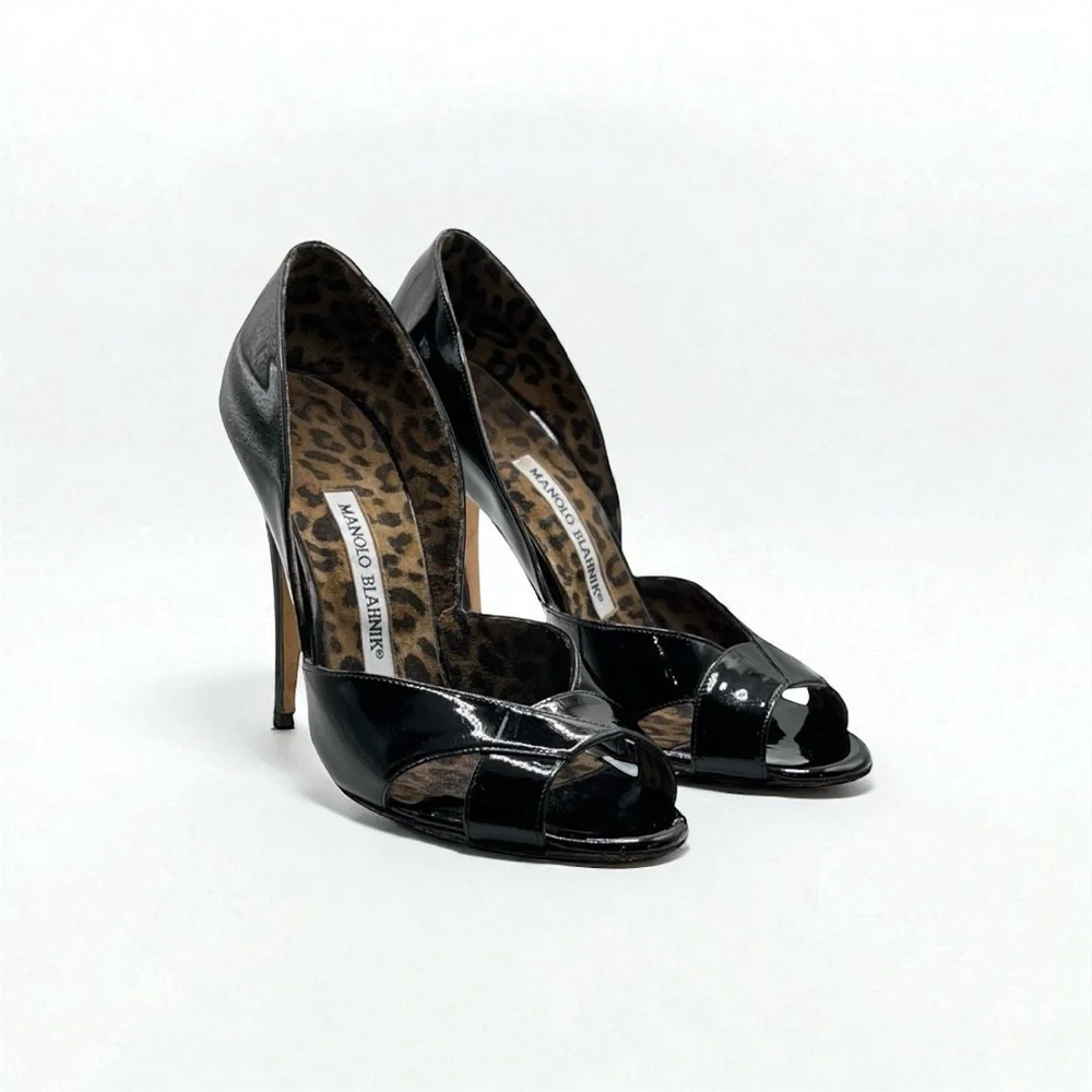 Manolo Blahnik Stiletto Heels Black Patent Leather - Picture 7 of 17